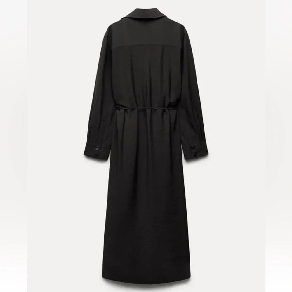 Zara NEW long sleeve Gray Wrap Dress - Picture 3 of 5